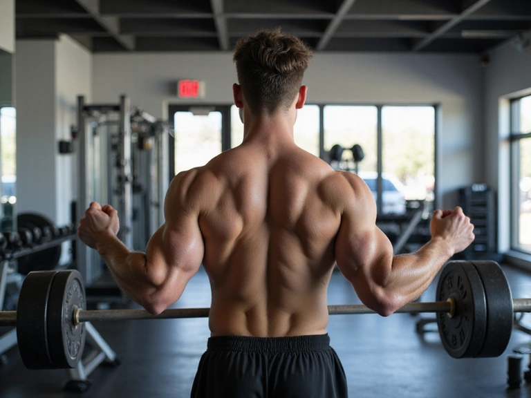 Ein Mann stemmt Gewichte in einem Fitnessstudio, symbolisiert gesunde Gewichtszunahme und Muskelaufbau.